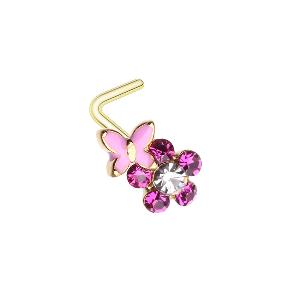 Pink Flower Nose Ring